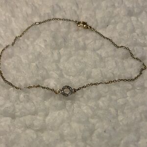 Delicate Gold ankle bracelet with Crystal Charm